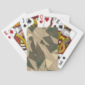 Beige dreieckige Ausschnitt auf dunkelgrünem Hinte Spielkarten (Rückseite)