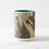 Beige dreieckige Ausschnitt auf dunkelgrünem Hinte Tasse (Zentrum)