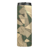 Beige dreieckige Ausschnitt auf dunkelgrünem Hinte Thermosbecher (Rückseite)