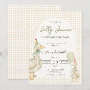 Beige Dumme Gans Babyparty Einladung
