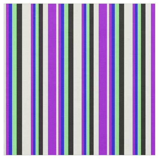 Beige, dunkle Violette, blau, hellgrün und schwarz Stoff (Nahaufnahme)