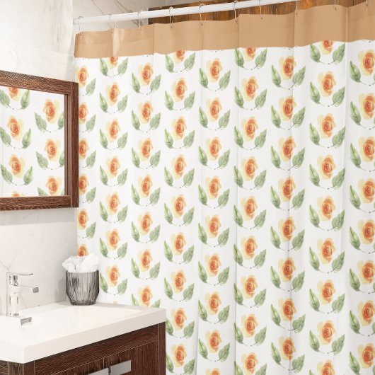 Beige Duschvorhang mit Blumen