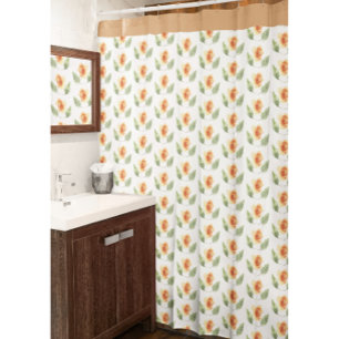 Beige Duschvorhang mit Blumen