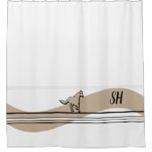 Beige Duschvorhang mit laufendem Pferd Design (Vorderseite)