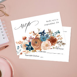 Beige & Dusty Blue Floral w UAWG RSVP Karte