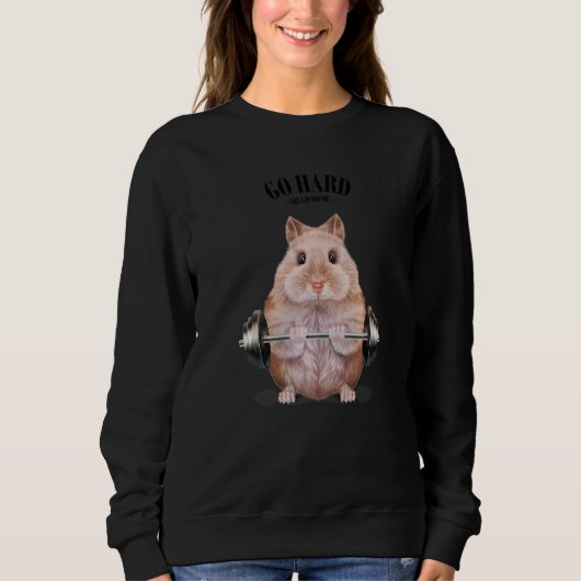 Beige Dwarf Hamster Muscle Training Weightlifting Sweatshirt (Vorderseite)