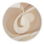 Beige dynamische Abstrakte Formulare Keramikknauf (Vorderseite)