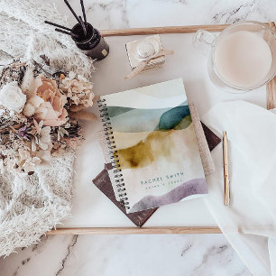 Beige Earth Tone Abstrakt Watercolor Personalisier Notizblock