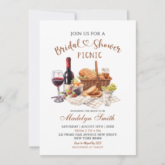 Beige Earth Tone Bridal Shower Picnic Party Einladung (Vorderseite)