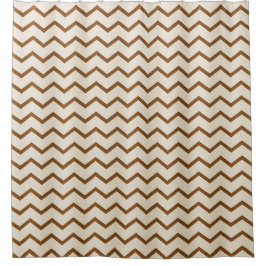 Beige & Earthy Brown Zigzag Muster Duschvorhang