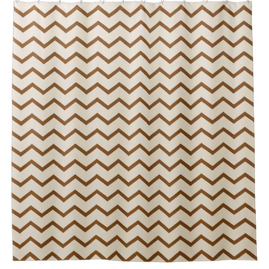 Beige & Earthy Brown Zigzag Muster Duschvorhang (Vorderseite)