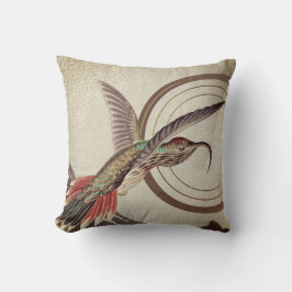 Beige Earthy Hummingbird | Ernst Haeckel Inspirier Kissen