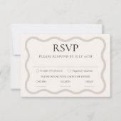 Beige & Ecru Elegant Moderner Minimaler Wavy Rahme RSVP Karte (Vorderseite)