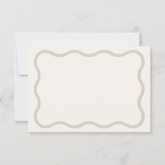 Beige & Ecru Elegant Moderner Minimaler Wavy Rahme RSVP Karte (Rückseite)