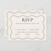 Beige & Ecru Elegant Moderner Minimaler Wavy Rahme RSVP Karte (Vorne/Hinten)