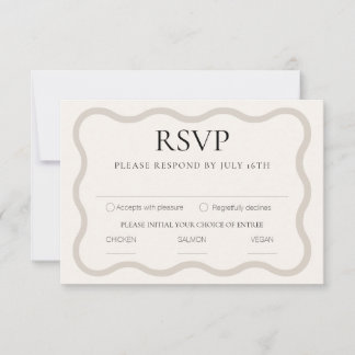 Beige & Ecru Elegant Moderner Minimaler Wavy Rahme RSVP Karte