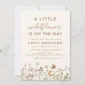 Beige eine kleine Wildblume Babydusche Einladung (Vorderseite)