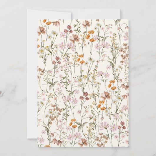 Beige eine kleine Wildblume Babydusche Einladung (Rückseite)