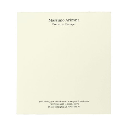 Beige Einfach Schlicht Professionell Modern Minima Notizblock (Vorderseite)