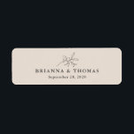 Beige einfache botanische Hochzeitszigarband<br><div class="desc">Dieses schlichte elegante Label-Design wurde entwickelt, um als maßgeschneiderte Zigarrenband für eine Hochzeit, Jubiläum oder Verlobungsfeier zu verwenden. Es hat einen hellbeigen Hintergrund im Herbst mit elegantem, karkohlegrauem Textvorlage, um die Namen der Braut und des Bräutigams und ihren Hochzeitstermin zu personalisieren. Ein einfacher botanischer Blattzweig fügt ein Blumenelement hinzu. Dieses...</div>