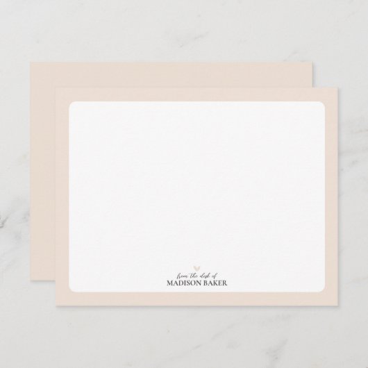 Beige | Einfache Herz-Personalisiert Stationierung Mitteilungskarte (Vorne/Hinten)