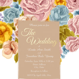 Beige einfache Hochzeit Folieneinladung