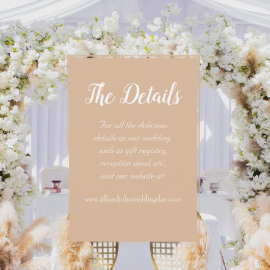 Beige einfache Hochzeitsdetails Begleitkarte