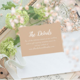 Beige einfache Hochzeitsdetails Begleitkarte