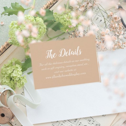 Beige einfache Hochzeitsdetails Begleitkarte