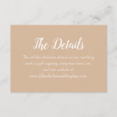Beige einfache Hochzeitsdetails Begleitkarte (Vorderseite)