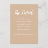 Beige einfache Hochzeitsdetails Begleitkarte (Vorderseite)