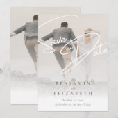 Beige Einfache Romantische Save the Date-Karte Date (Vorne/Hinten)