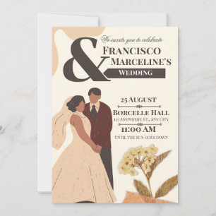 Beige einfache Scrapbook-Hochzeitseinladung Einladung