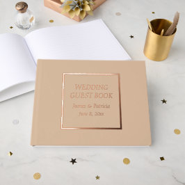 Beige Einfache, stilisierte Letterhochzeit Gästebuch