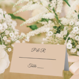 Beige Einfache, stilisierte Script-Hochzeit Platzkarte