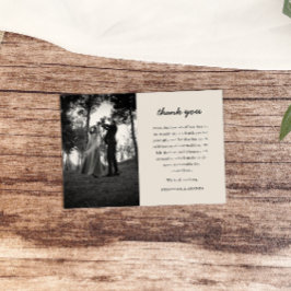 Beige Einfaches Minimalistisches Foto Hochzeit Dankeskarte