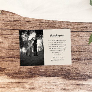 Beige Einfaches Minimalistisches Foto Hochzeit Dankeskarte