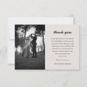 Beige Einfaches Minimalistisches Foto Hochzeit Dankeskarte (Vorderseite)