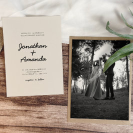 Beige Einfaches Minimalistisches Foto Hochzeit Einladung