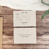 Beige Einfaches Minimalistisches Foto Hochzeit RSVP Karte