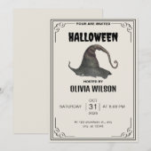 Beige Einladung zum Vintagen Halloween-Party (Vorne/Hinten)