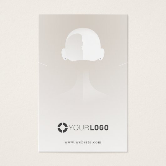 Beige einzigartige Portrait-Logo Ohrring-Display (Vorderseite)