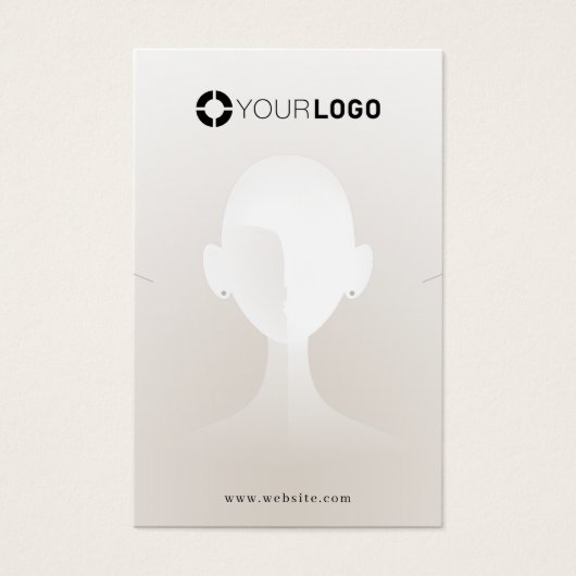 Beige einzigartige Portrait-Logo Ohrring-Display (Vorderseite)