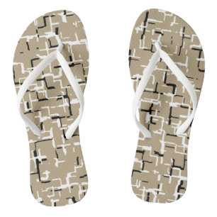 Beige Einzigartiges Schwarzweiß-Muster Badesandalen