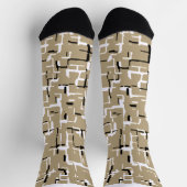 Beige Einzigartiges Schwarzweiß-Muster Socken (Oben)