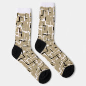 Beige Einzigartiges Schwarzweiß-Muster Socken (Rechts)