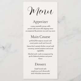 Beige Elegance Reception Menu Menükarte