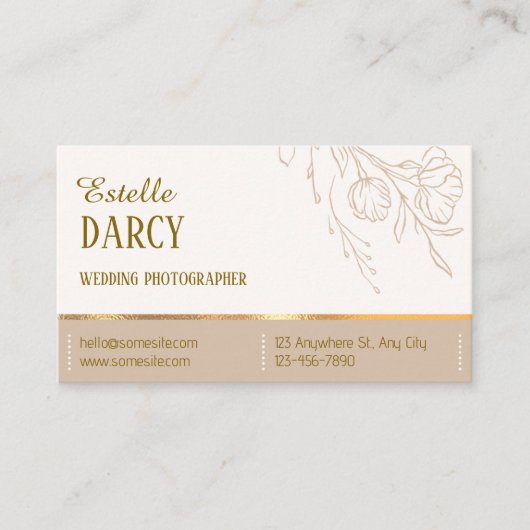 Beige Elegant Beruflich Visitenkarte (Vorderseite)