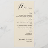 Beige Elegant Calligrafy Wedding / Empfang Menükarte (Vorderseite)