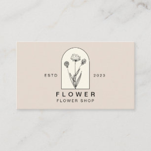 Beige Elegant Dandelion Blume Florist Floral Visitenkarte